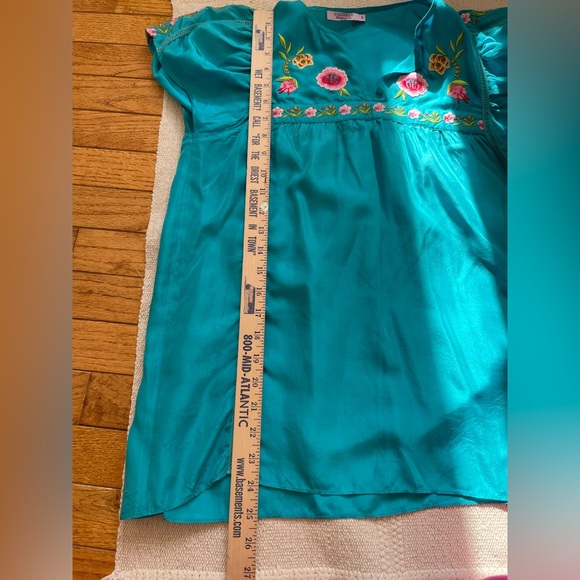 Calypso Silk Floral Embroidered Top Size S Puff Sleeve Boho - Picture 6 of 6